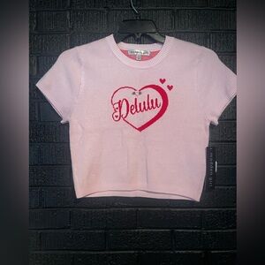 Madden Girl Light Pink Heart Crop Top